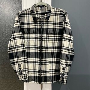 Chaps Monochrome Plaid Zip-Up Jacket